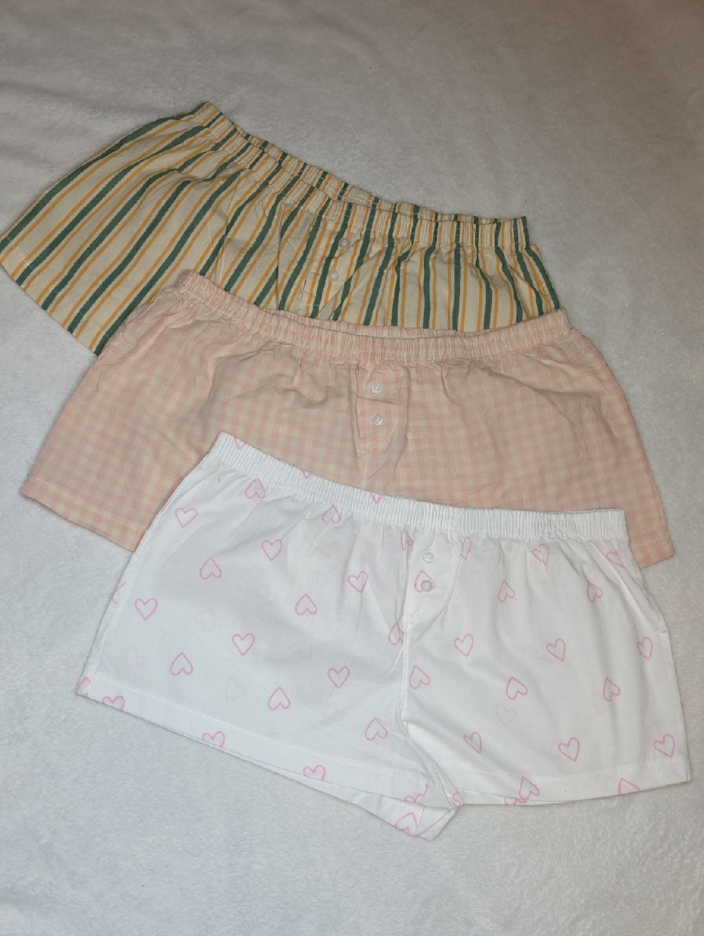 Urban Rebel White Boxer Shorts with Pink Heart Motif